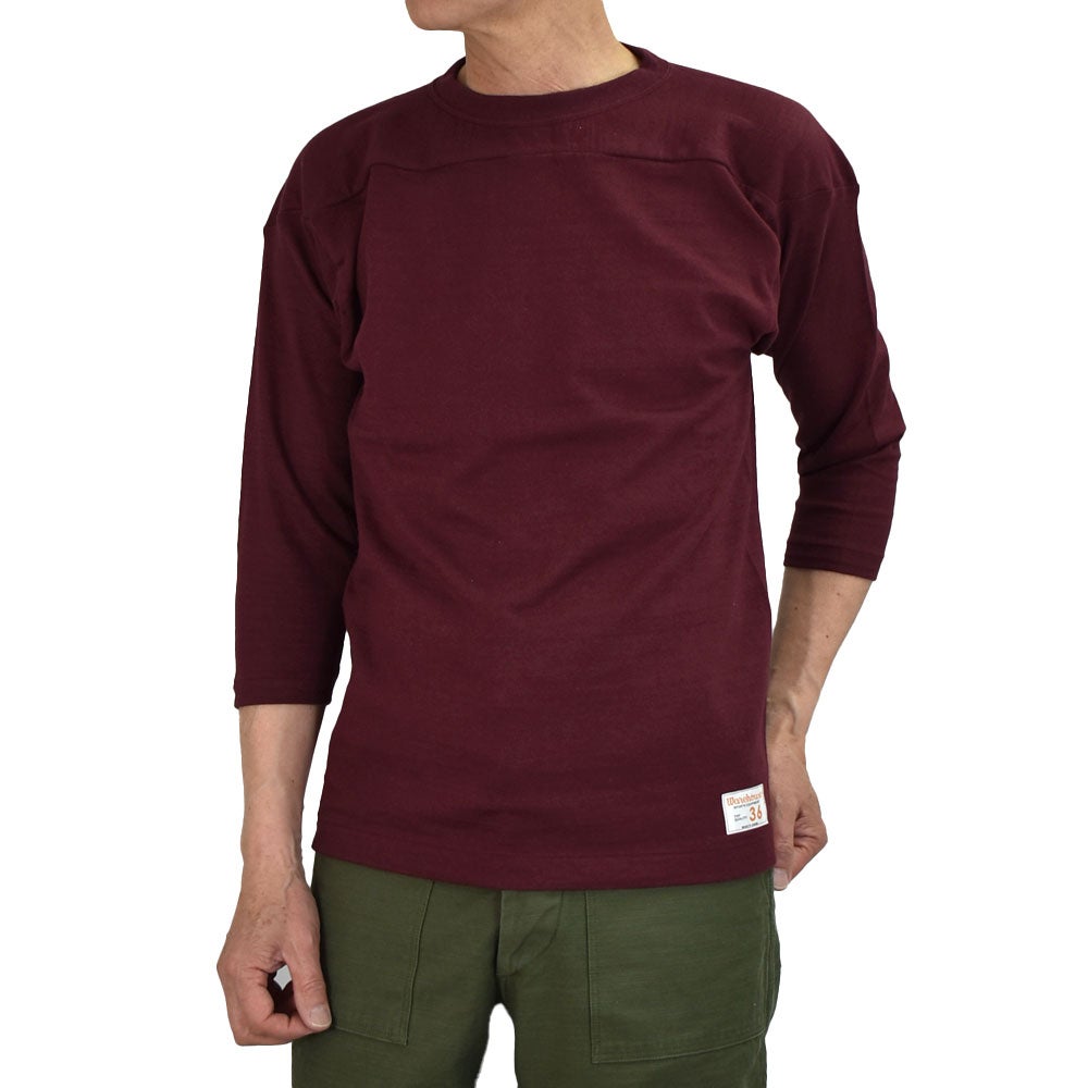 ウエアハウス (WAREHOUSE) Lot 4063 7分袖フットボールT 無地 ロンT ボルドー