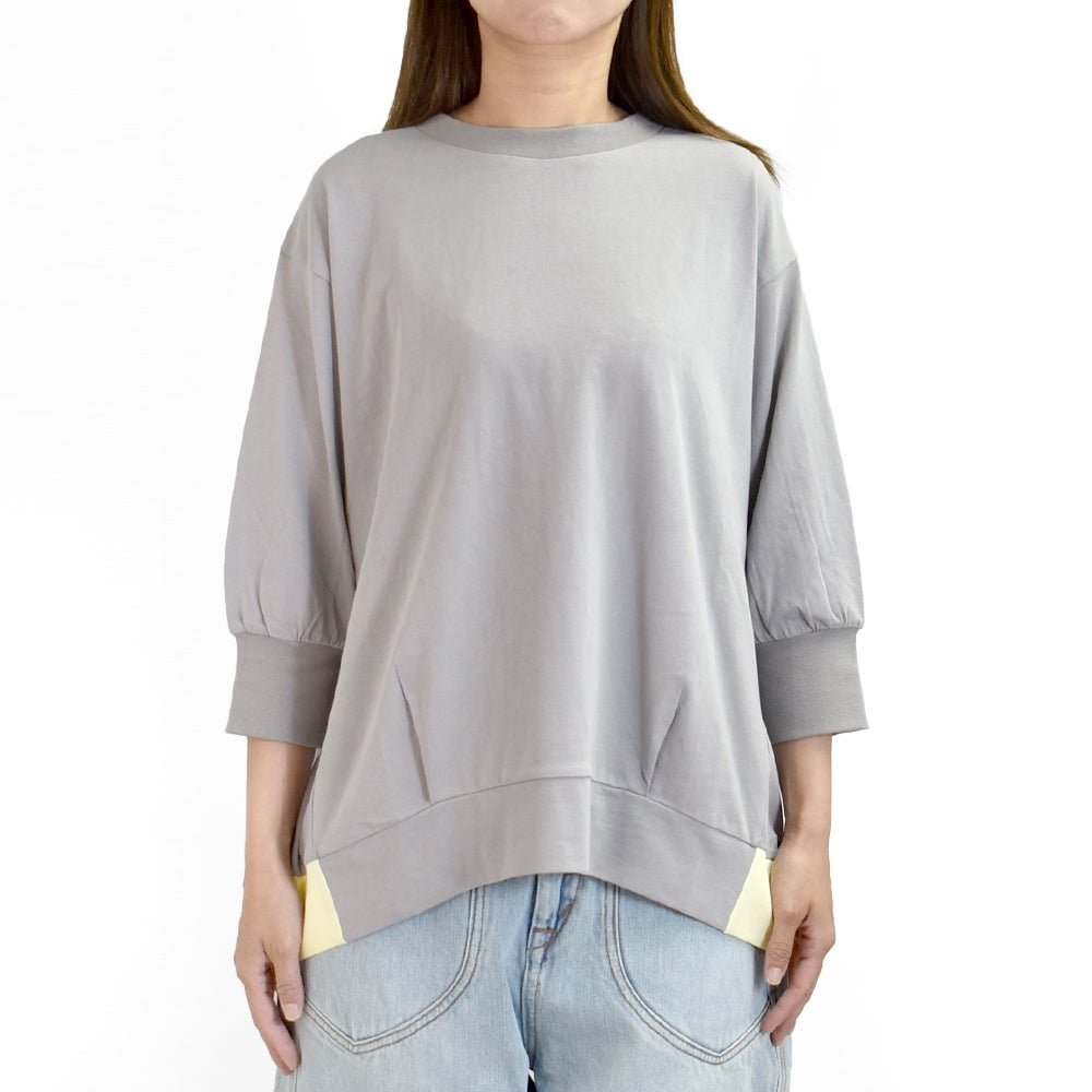 ケレン (KELEN) -DEBBIE- COTTON JERSEY PULLOVER コットンジャージー裾配色プルオーバー 5分丈袖Tシャツ ボックスシルエット LKL26SCS2029