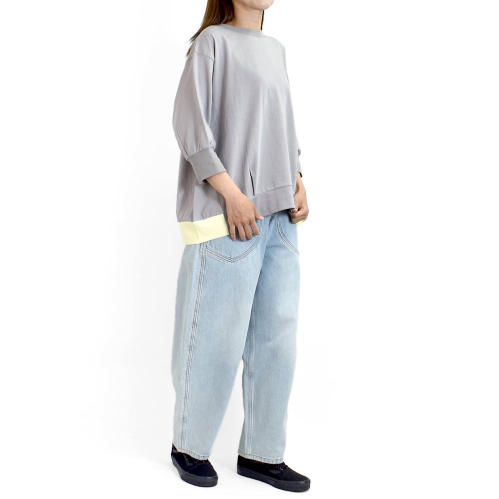 ケレン (KELEN) -DEBBIE- COTTON JERSEY PULLOVER コットンジャージー裾配色プルオーバー 5分丈袖Tシャツ ボックスシルエット LKL26SCS2029