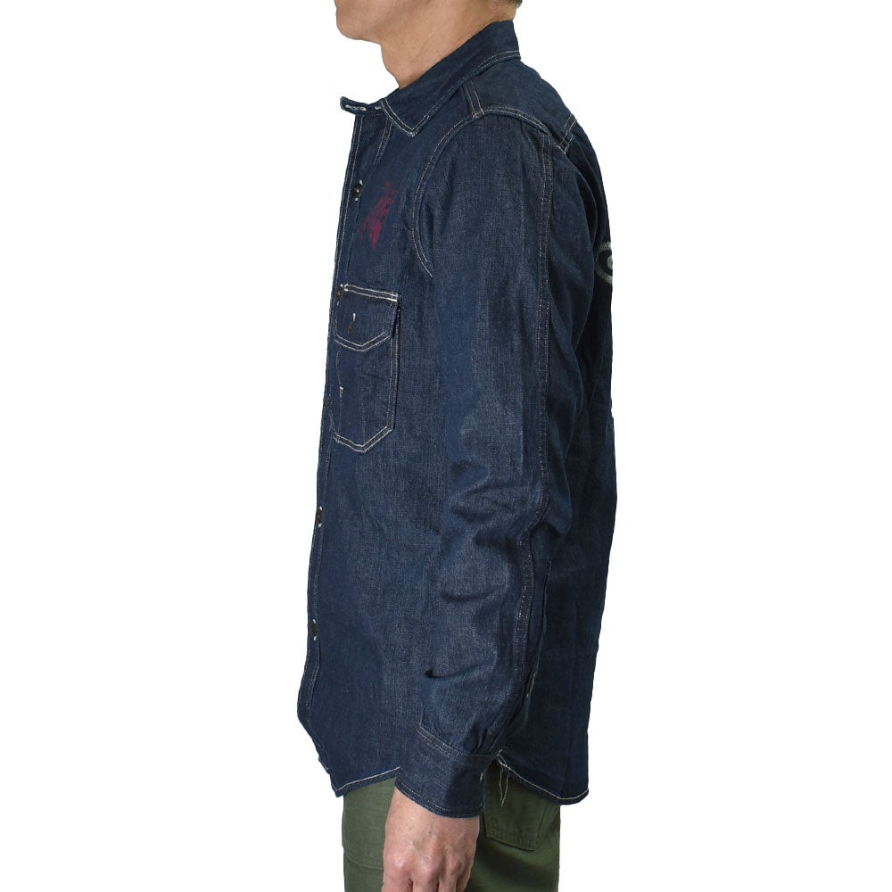 フリーホイーラーズ (FREEWHEELERS) HOTRODDER CUSTOM -V8 ROADSTER- -Birner- MECHANIC SHIRT Vintage Style 8.5oz Indigo Denim 長袖デニムシャツ カスタム 2623003