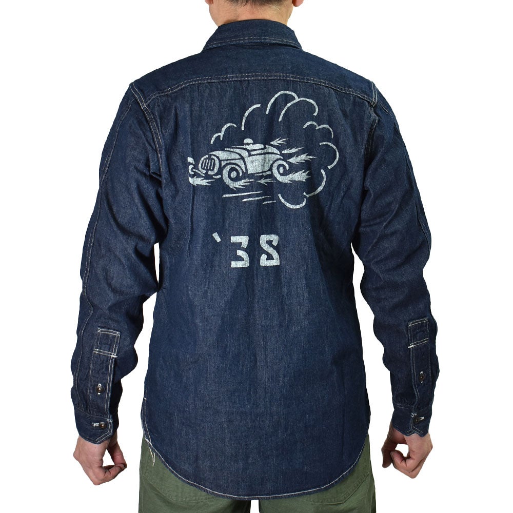フリーホイーラーズ (FREEWHEELERS) HOTRODDER CUSTOM -V8 ROADSTER- -Birner- MECHANIC SHIRT Vintage Style 8.5oz Indigo Denim 長袖デニムシャツ カスタム 2623003