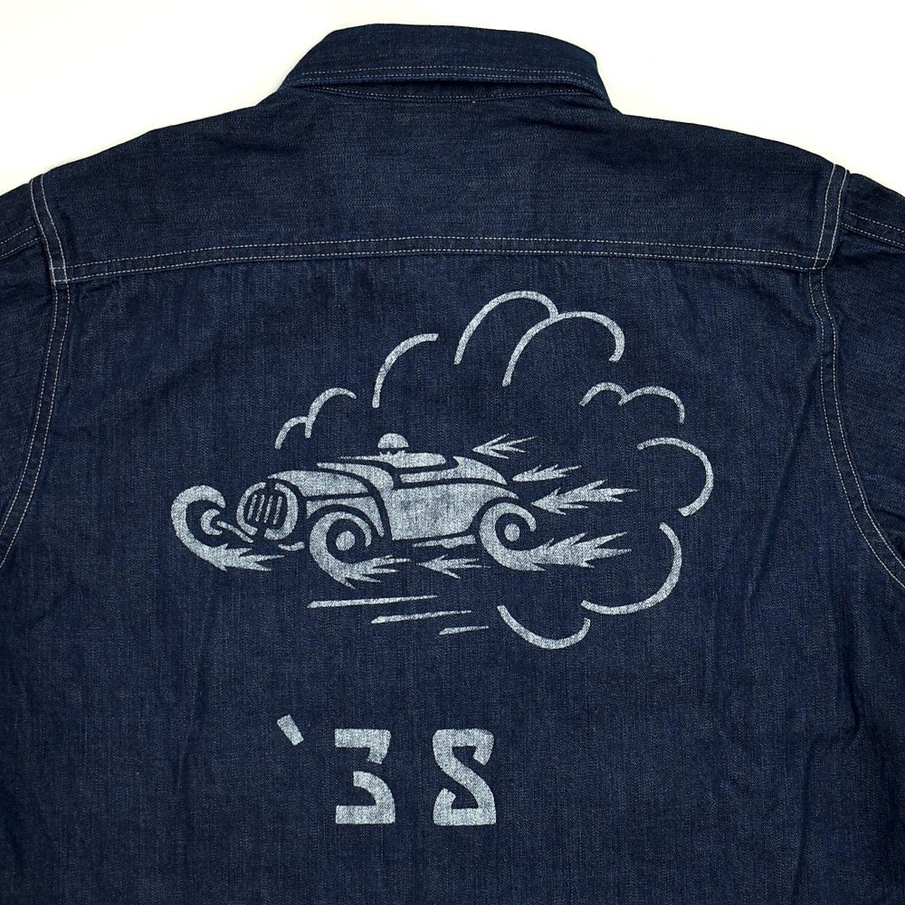 フリーホイーラーズ (FREEWHEELERS) HOTRODDER CUSTOM -V8 ROADSTER- -Birner- MECHANIC SHIRT Vintage Style 8.5oz Indigo Denim 長袖デニムシャツ カスタム 2623003