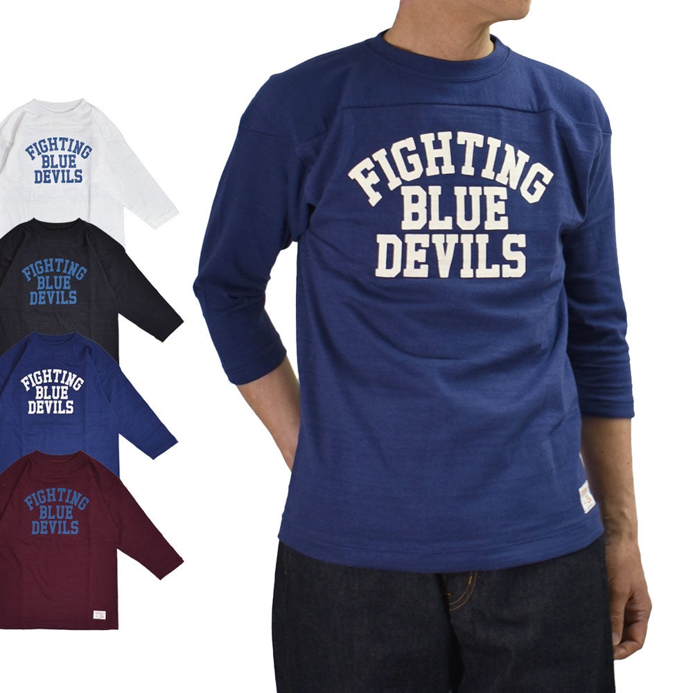 ウエアハウス(WAREHOUSE)Lot 4063 7分袖ベースボールT BLUE DEVILS プリントTシャツ ロンT