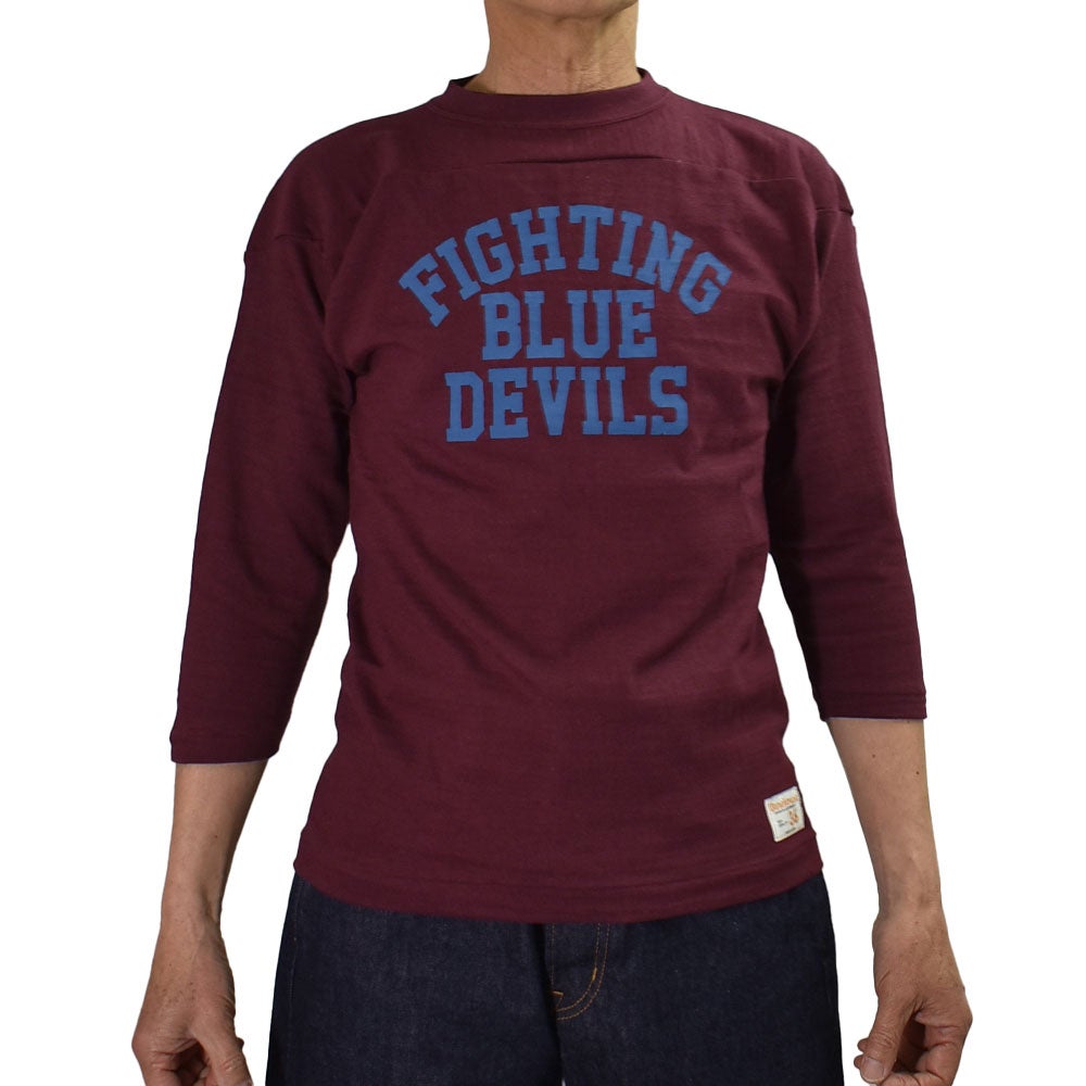 ウエアハウス (WAREHOUSE) Lot 4063 7分袖ベースボールT BLUE DEVILS プリントTシャツ ロンT