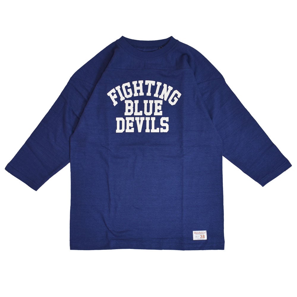 ウエアハウス (WAREHOUSE) Lot 4063 7分袖ベースボールT BLUE DEVILS プリントTシャツ ロンT ネイビー