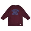 ウエアハウス (WAREHOUSE) Lot 4063 7分袖ベースボールT BLUE DEVILS プリントTシャツ ロンT ボルドー