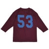 ウエアハウス (WAREHOUSE) Lot 4063 7分袖ベースボールT BLUE DEVILS プリントTシャツ ロンT ボルドー