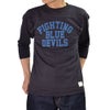 ウエアハウス (WAREHOUSE) Lot 4063 7分袖ベースボールT BLUE DEVILS プリントTシャツ ロンT スミクロ
