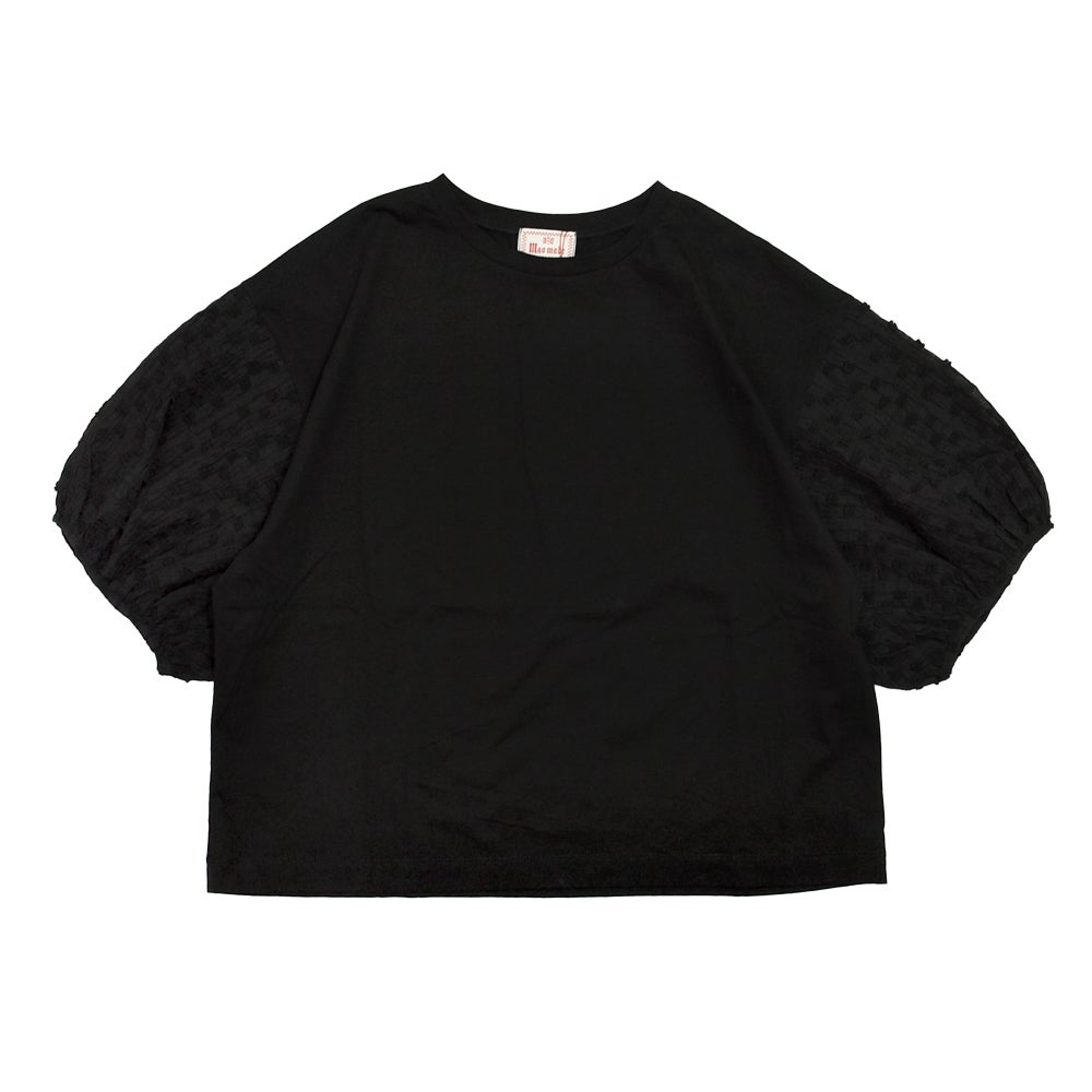マオメイド (MAOMADE) 布帛切り替えふっくらパフスリーブTEE パフスリーブTシャツ 621215 99. D.ブラック×ブラック