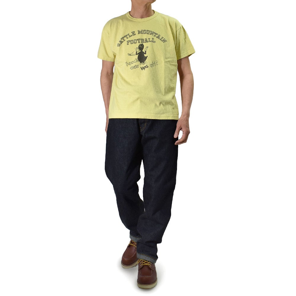 ウエアハウス (WAREHOUSE) Lot 4064 BATTLE MOUNTAIN 半袖プリントTシャツ セコハン クリームイエロー