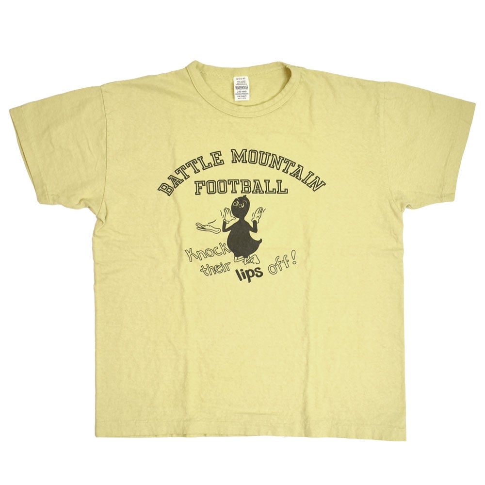 ウエアハウス (WAREHOUSE) Lot 4064 BATTLE MOUNTAIN 半袖プリントTシャツ セコハン クリームイエロー