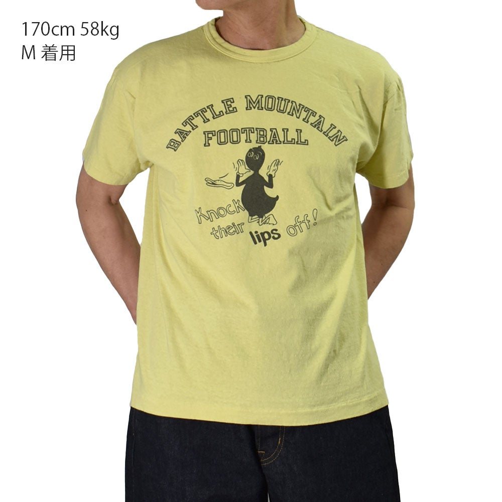 ウエアハウス (WAREHOUSE) Lot 4064 BATTLE MOUNTAIN 半袖プリントTシャツ セコハン クリームイエロー