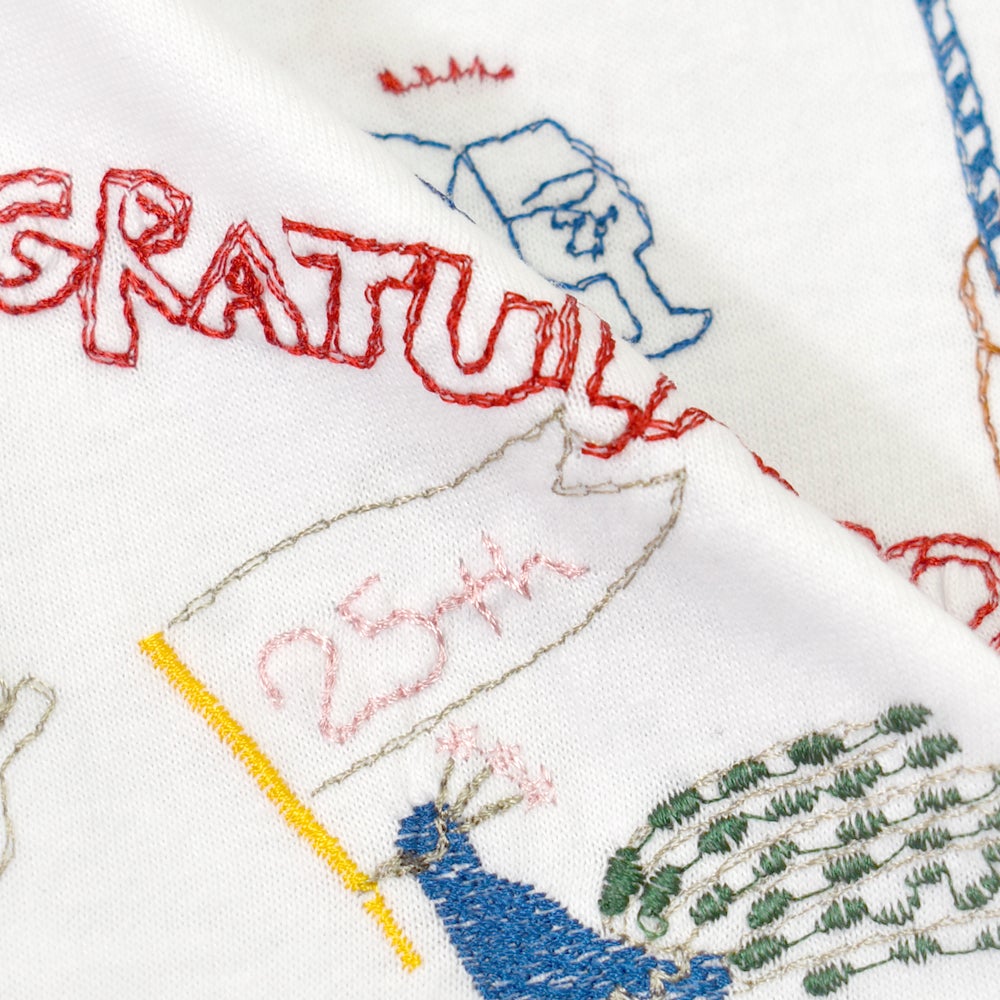 マーブルシュッド (marble SUD) EMB congratulations Tシャツ 刺繍半袖Tシャツ アニバーサリーTシャツ 01GM020170