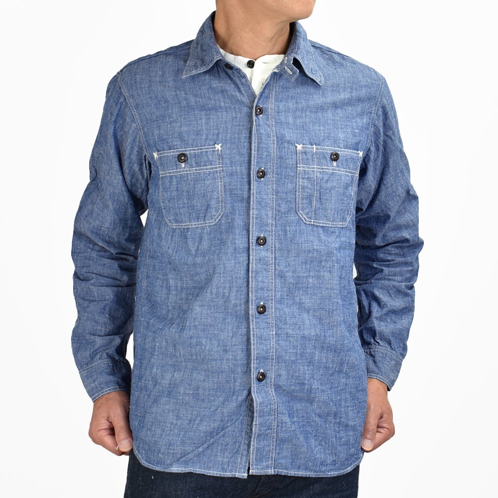 フリーホイーラーズ (FREEWHEELERS)<br> -NEAL- SHIRT<br> 1926 STYLE WORK CLOTHING<br> INDIGO CHAMBRAY<br> ニールシャツ 長袖ワークシャツ シャンブレーシャツ<br> 2613001