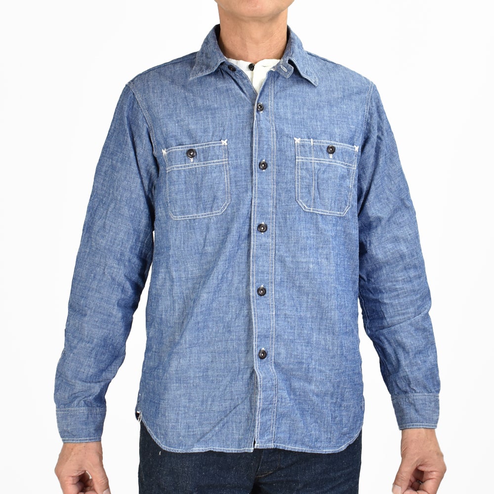 フリーホイーラーズ (FREEWHEELERS)<br> -NEAL- SHIRT<br> 1926 STYLE WORK CLOTHING<br> INDIGO CHAMBRAY<br> ニールシャツ 長袖ワークシャツ シャンブレーシャツ<br> 2613001