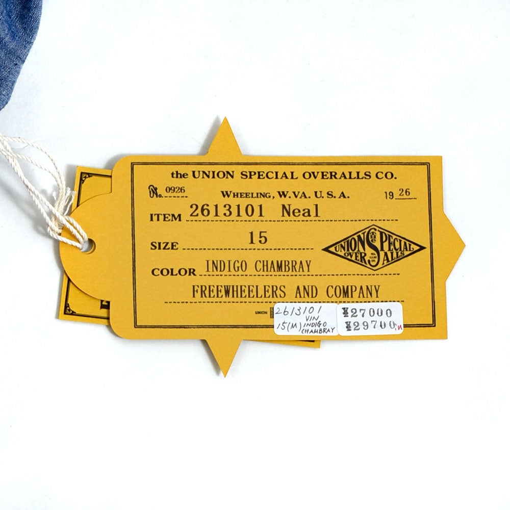 フリーホイーラーズ (FREEWHEELERS) -NEAL- SHIRT 1926 STYLE WORK CLOTHING INDIGO CHAMBRAY ニールシャツ 長袖ワークシャツ シャンブレーシャツ 2613101