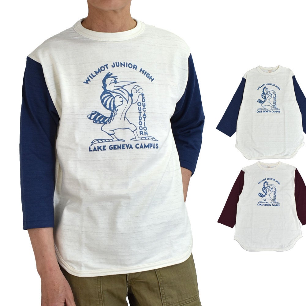 ウエアハウス(WAREHOUSE)Lot 4800 7分袖ベースボールT WILMOT JUNIOR HIGH ロンT プリントTシャツ