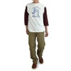 ウエアハウス (WAREHOUSE) Lot 4800 7分袖ベースボールT WILMOT JUNIOR HIGH ロンT プリントTシャツ クリーム/ボルドー