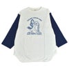 ウエアハウス (WAREHOUSE) Lot 4800 7分袖ベースボールT WILMOT JUNIOR HIGH ロンT プリントTシャツ クリーム/ネイビー
