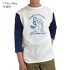 ウエアハウス (WAREHOUSE) Lot 4800 7分袖ベースボールT WILMOT JUNIOR HIGH ロンT プリントTシャツ クリーム/ネイビー