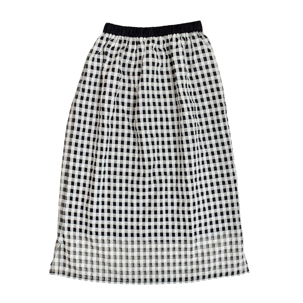 ケレン(KELEN) -WISS- SHEER CHECK STRAIGHT SILHOUETTE SKIRT シアーチェックストレートシルエットスカート チェックスカート LKL26SSK2053 Black