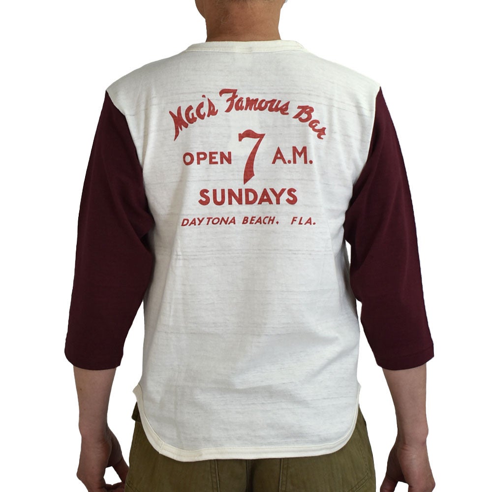 ウエアハウス (WAREHOUSE) Lot 4800 7分袖ベースボールT MAC'S FAMOUS BAR ロンT プリントTシャツ
