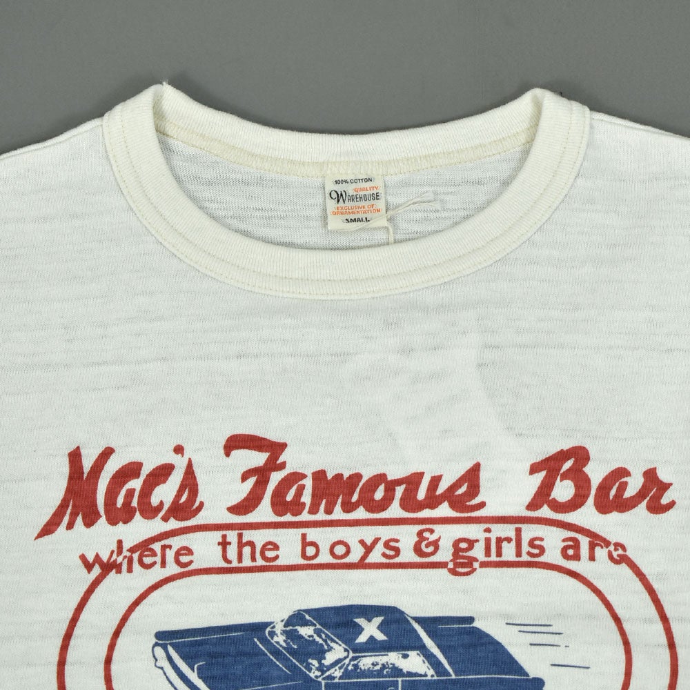 ウエアハウス (WAREHOUSE) Lot 4800 7分袖ベースボールT MAC'S FAMOUS BAR ロンT プリントTシャツ