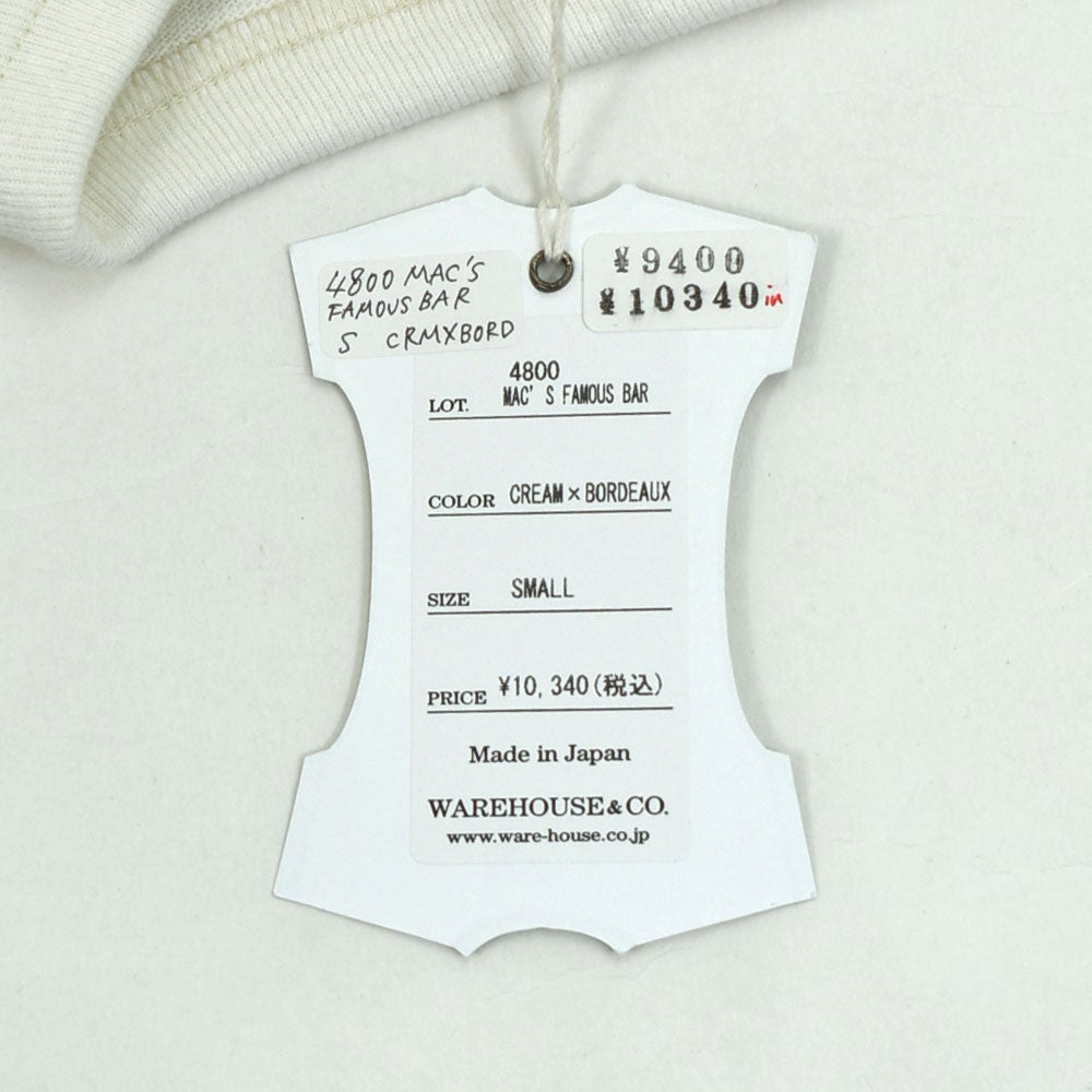 ウエアハウス (WAREHOUSE) Lot 4800 7分袖ベースボールT MAC'S FAMOUS BAR ロンT プリントTシャツ