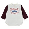 ウエアハウス (WAREHOUSE) Lot 4800 7分袖ベースボールT MAC'S FAMOUS BAR ロンT プリントTシャツ クリーム/ボルドー
