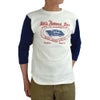 ウエアハウス (WAREHOUSE) Lot 4800 7分袖ベースボールT MAC'S FAMOUS BAR ロンT プリントTシャツ クリーム/ネイビー