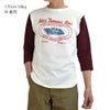 ウエアハウス (WAREHOUSE) Lot 4800 7分袖ベースボールT MAC'S FAMOUS BAR ロンT プリントTシャツ クリーム/ボルドー