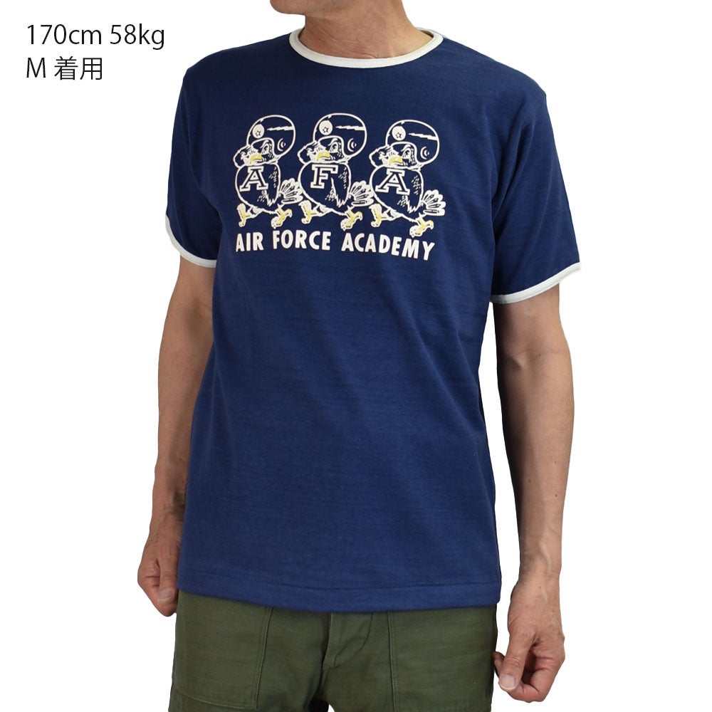 ウエアハウス (WAREHOUSE) Lot 4059 リンガーT AFA 半袖プリントTシャツ ネイビー/クリーム