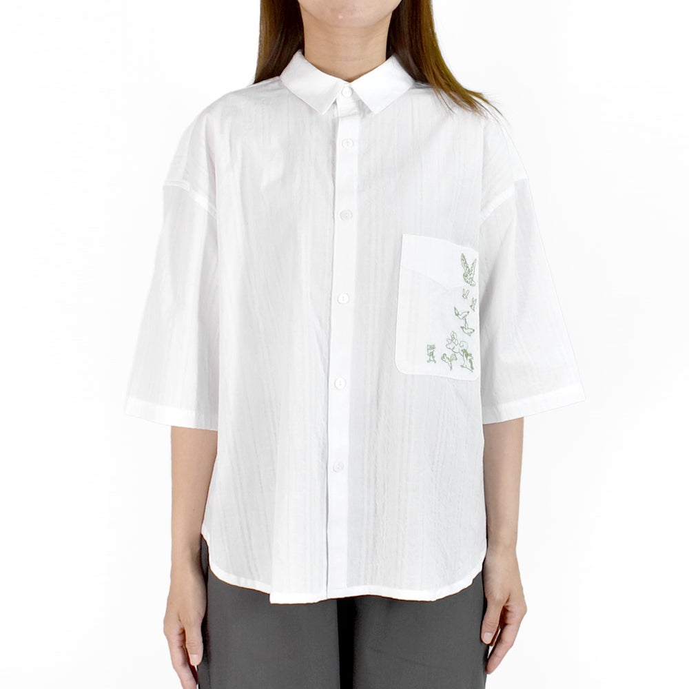 マーブルシュッド (marble SUD) EMB run シャツ 半袖刺繍シャツ ブラウス 05GM073004