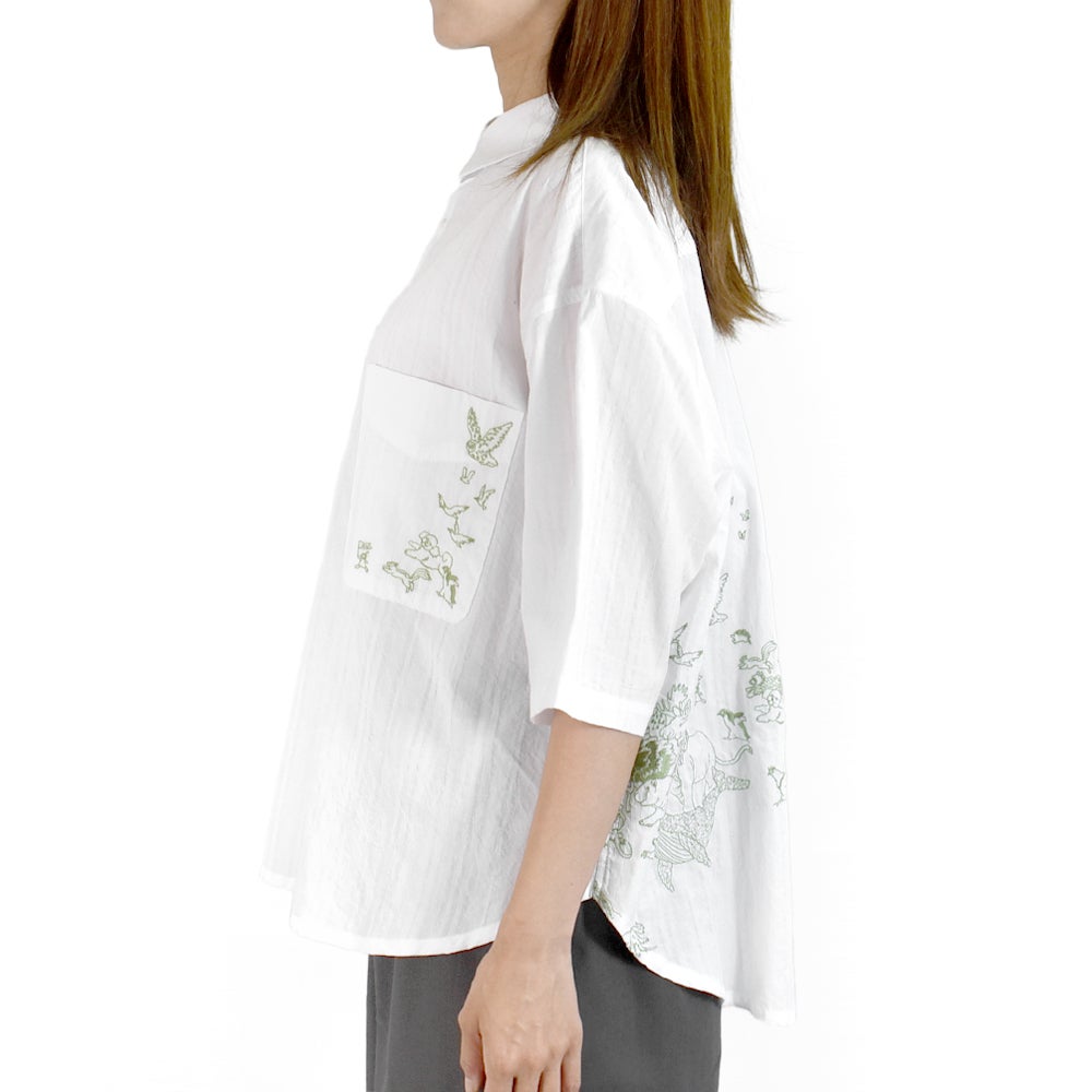 マーブルシュッド (marble SUD) EMB run シャツ 半袖刺繍シャツ ブラウス 05GM073004