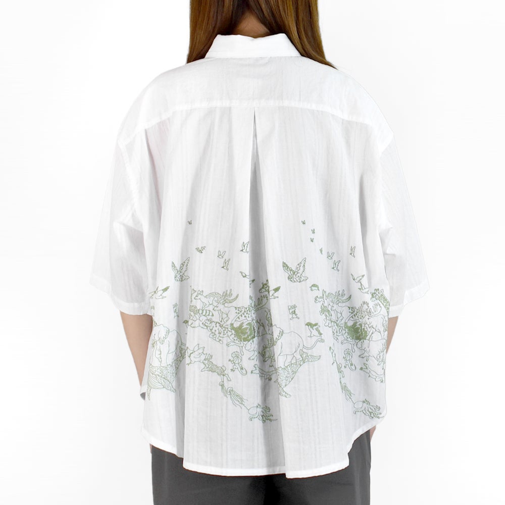 マーブルシュッド (marble SUD) EMB run シャツ 半袖刺繍シャツ ブラウス 05GM073004