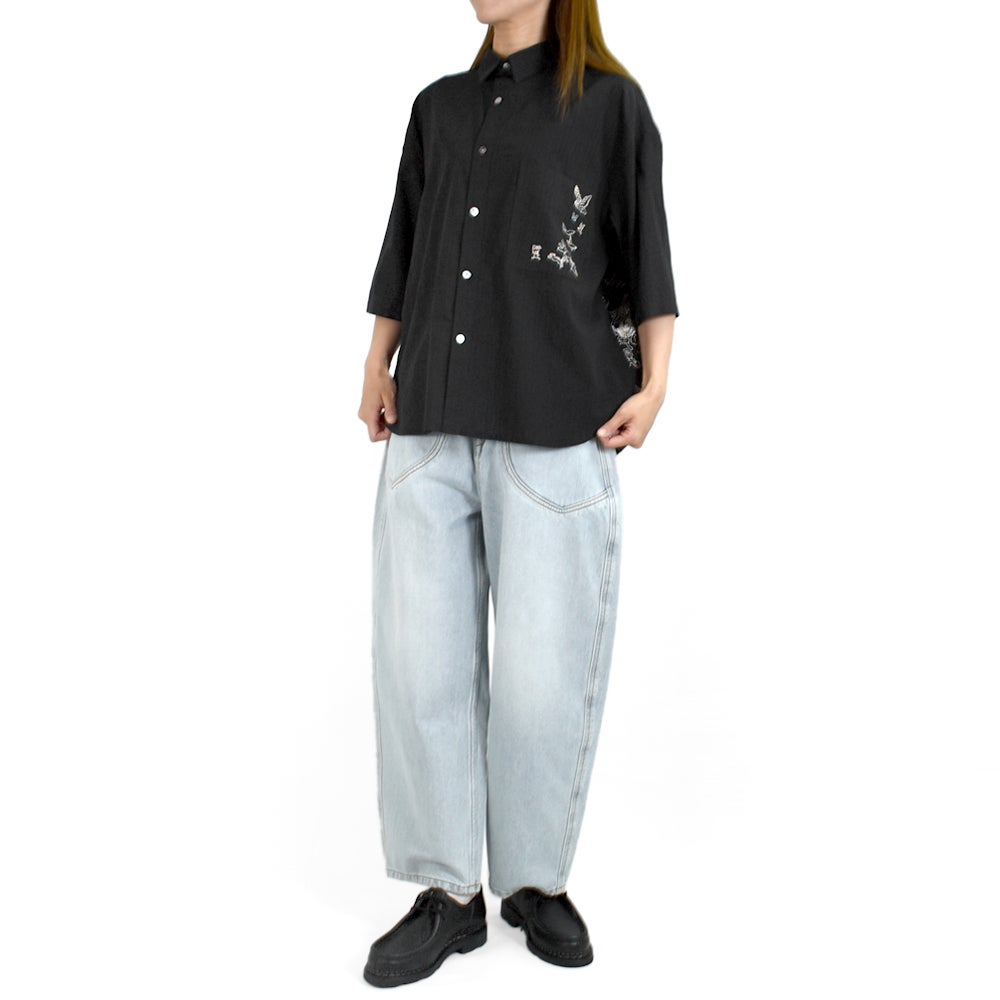 マーブルシュッド (marble SUD) EMB run シャツ 半袖刺繍シャツ ブラウス 05GM073004