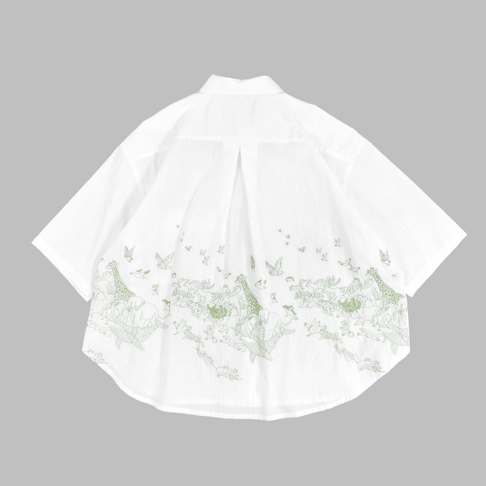 マーブルシュッド (marble SUD) EMB run シャツ 半袖刺繍シャツ ブラウス 05GM073004 01.WHT