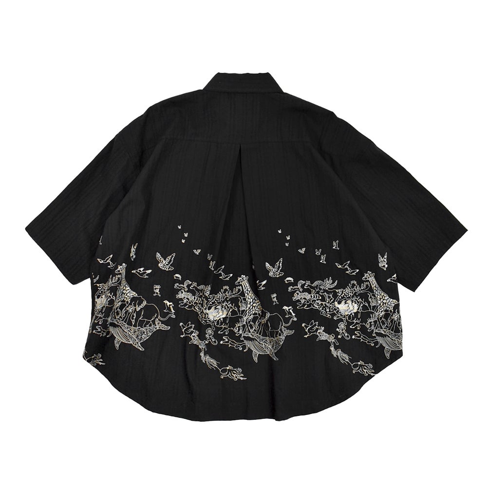 マーブルシュッド (marble SUD) EMB run シャツ 半袖刺繍シャツ ブラウス 05GM073004 02.BLK