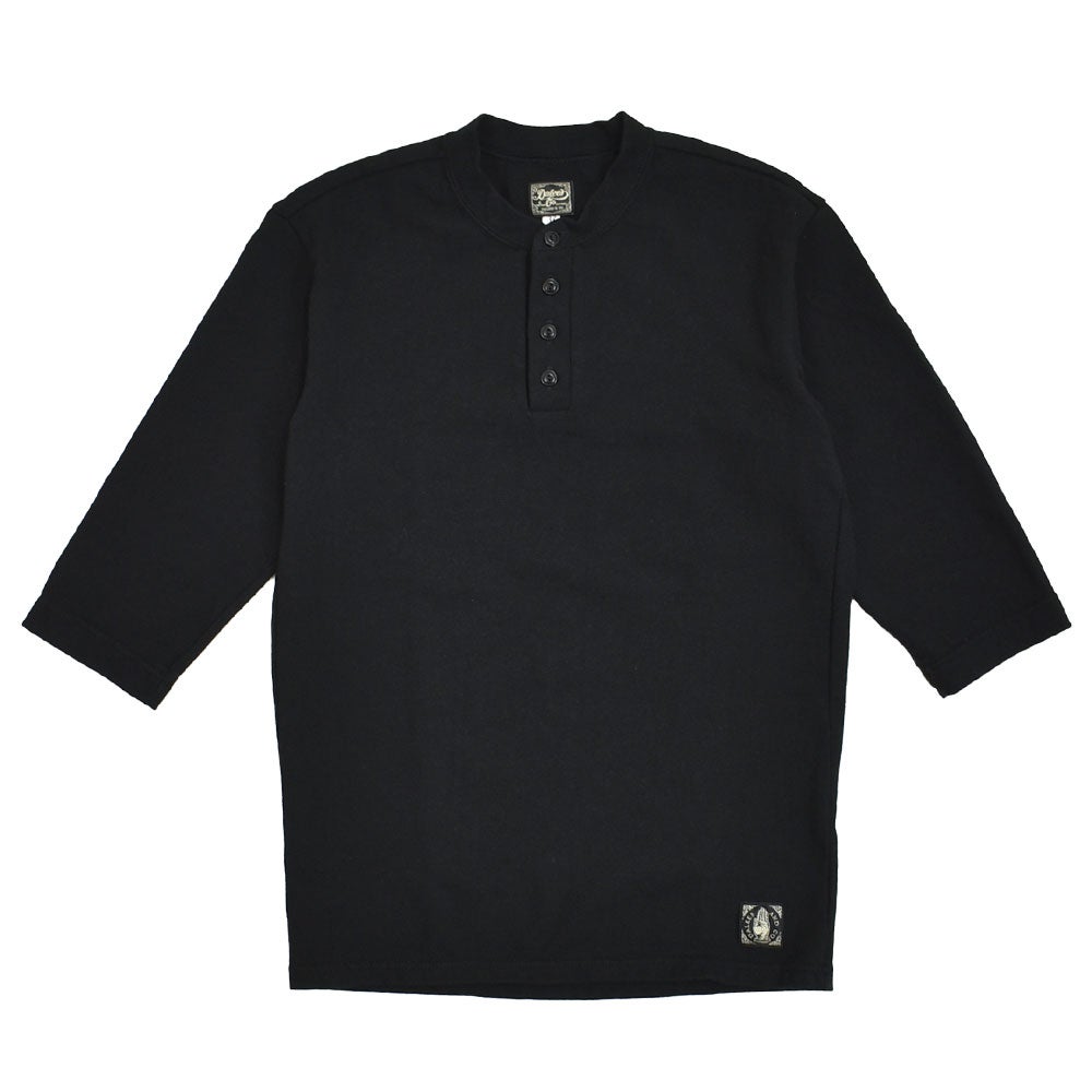 ダリーズ (DALEE'S&Co) Rail Nit.E [8.5oz 1×1 STRUCTURE KNIT] 6分袖ヘンリーネックTシャツ カットソー 無地 BLK