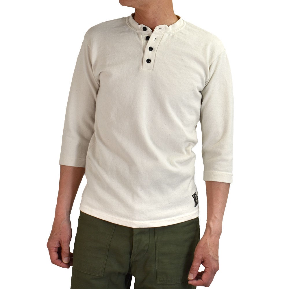 ダリーズ (DALEE'S&Co) Rail Nit.E [8.5oz 1×1 STRUCTURE KNIT] 6分袖ヘンリーネックTシャツ カットソー 無地 NAT