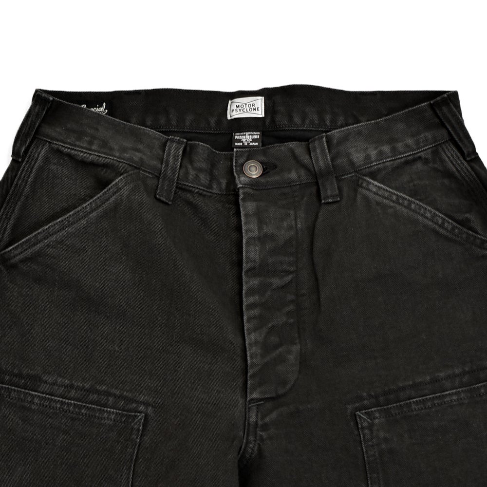 フリーホイーラーズ (FREEWHEELERS) -BAKERSFIELD- CUT-LENGTH TROUSERS Vintage Style 10.5oz Yarn-Dyed Denim YARN-DYED INK BLACK YARN-DYED BEIGE ショーツ ショートパンツ 2622009