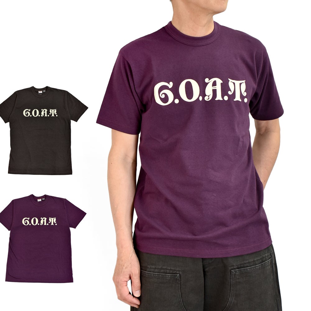 フリーホイーラーズ (FREEWHEELERS) -G.O.A.T.- Vintage Style Light Weight Jersey JET BLACK PLUM CRAZY 半袖プリントTシャツ 2625005