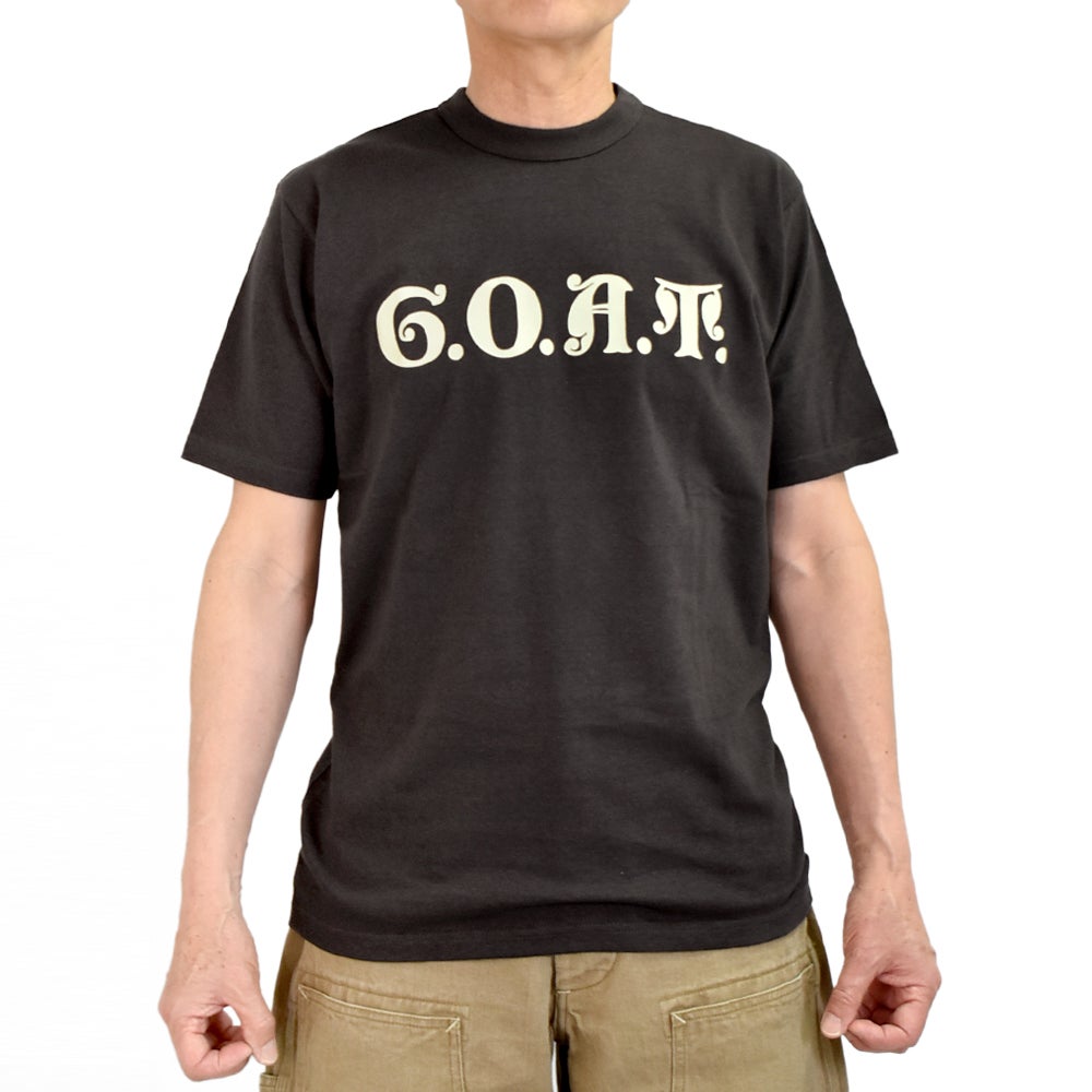 フリーホイーラーズ (FREEWHEELERS) -G.O.A.T.- Vintage Style Light Weight Jersey JET BLACK PLUM CRAZY 半袖プリントTシャツ 2625005