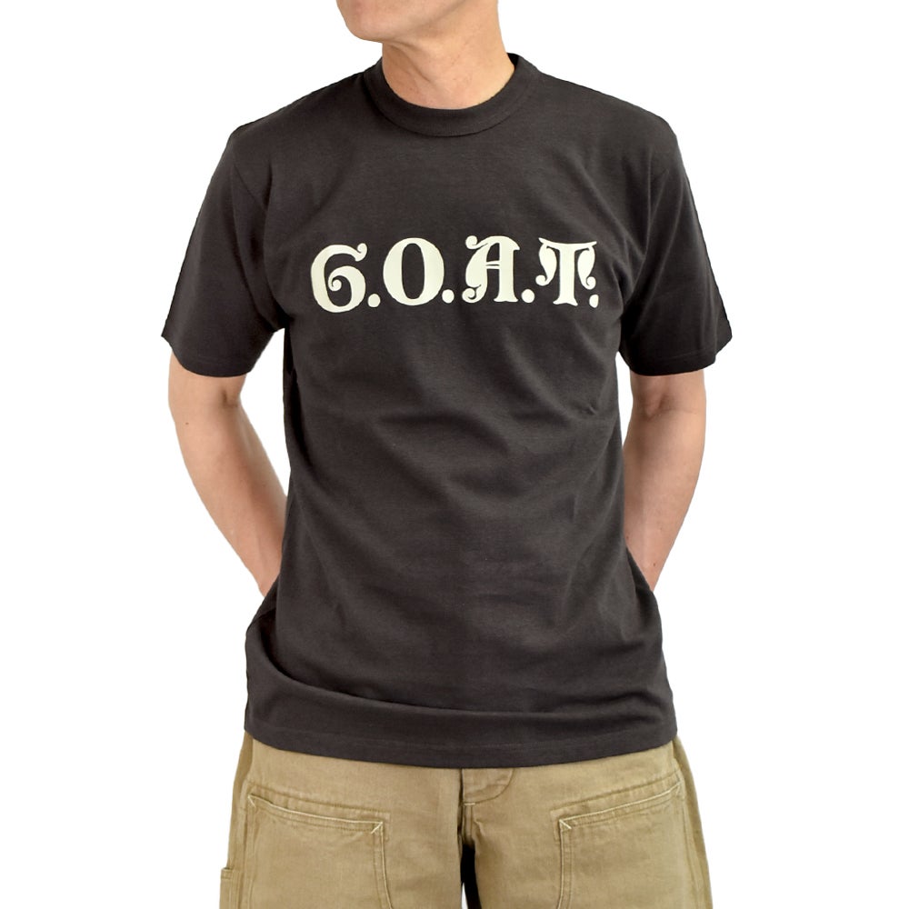 フリーホイーラーズ (FREEWHEELERS) -G.O.A.T.- Vintage Style Light Weight Jersey JET BLACK PLUM CRAZY 半袖プリントTシャツ 2625005