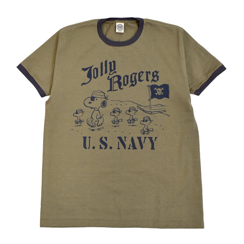 トイズマッコイ (TOYS McCOY) JOHNNY RINGER PEANUTS TEE SNOOPY -JOLLY ROGERS- 半袖プリントTシャツ スヌーピー ウッドストック TMC2630 160.OLIVE