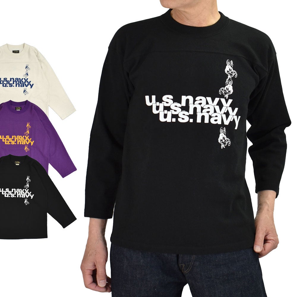 コリンボ (COLIMBO) Yonkers Football Tee =U.S.NAVY STACK LOGO= フットボールT プリントTシャツ 七分袖 ZB-0408