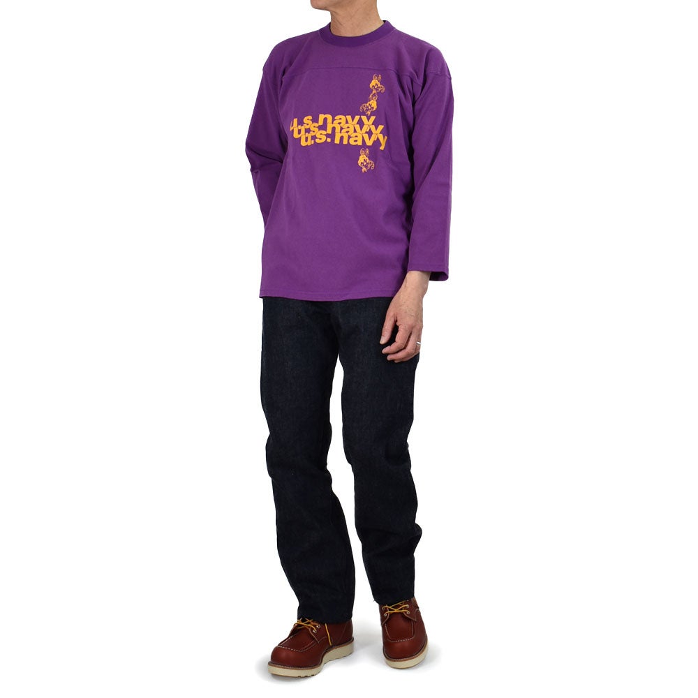 コリンボ (COLIMBO) Yonkers Football Tee =U.S.NAVY STACK LOGO= フットボールT プリントTシャツ 七分袖 ZB-0408