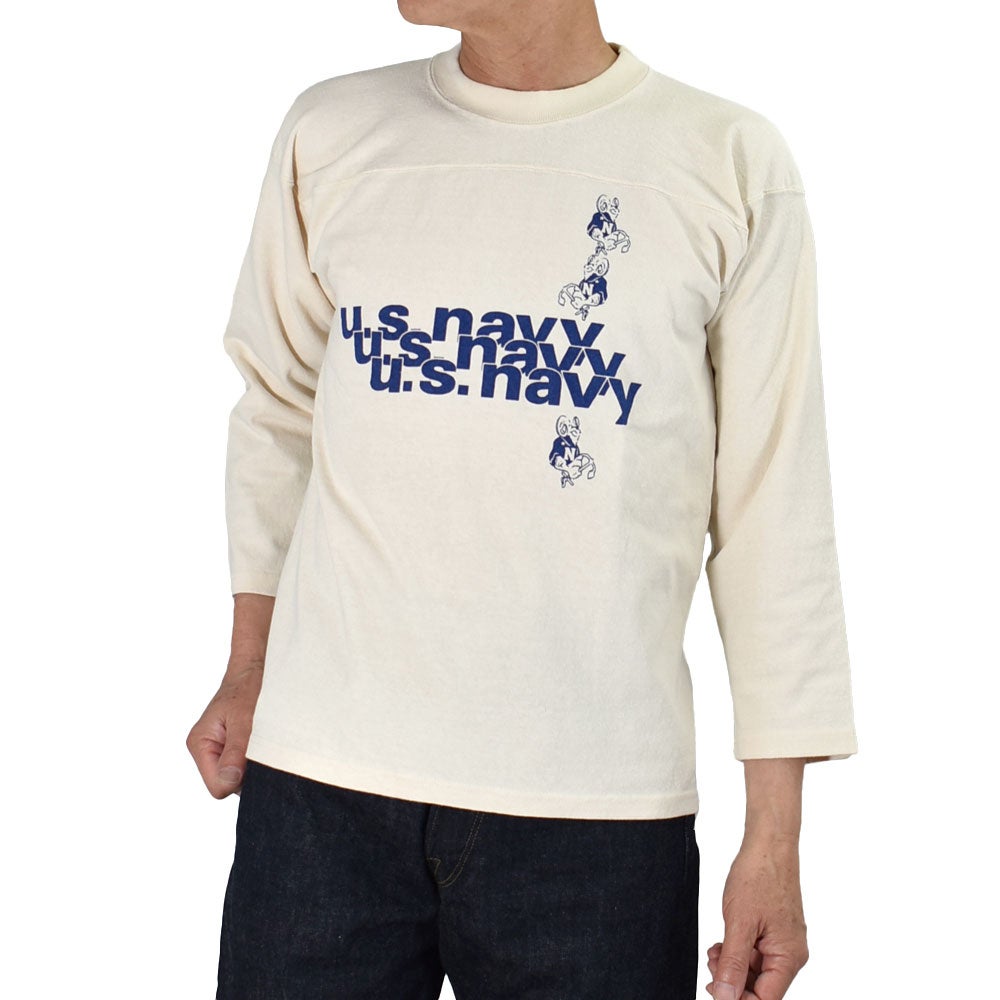 コリンボ (COLIMBO) Yonkers Football Tee =U.S.NAVY STACK LOGO= フットボールT プリントTシャツ 七分袖 ZB-0408