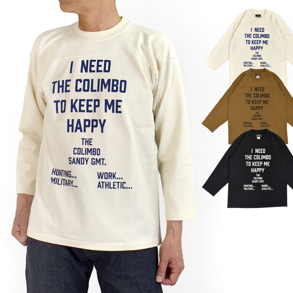 コリンボ (COLIMBO) Yonkers Football Tee =HAPPINESS SLOGAN= フットボールT プリントTシャツ 七分袖 ZB-0409