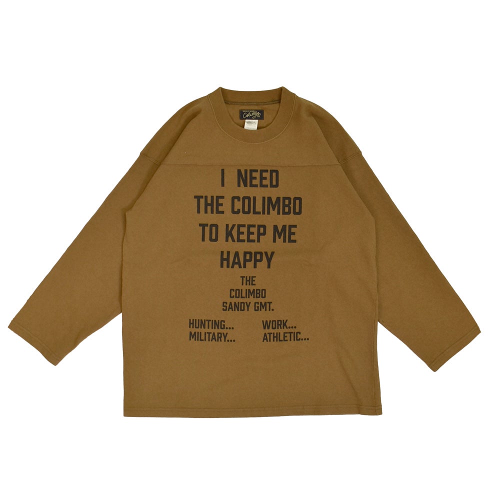 コリンボ (COLIMBO) Yonkers Football Tee =HAPPINESS SLOGAN= フットボールT プリントTシャツ 七分袖 ZB-0409 02.Desert Ochre